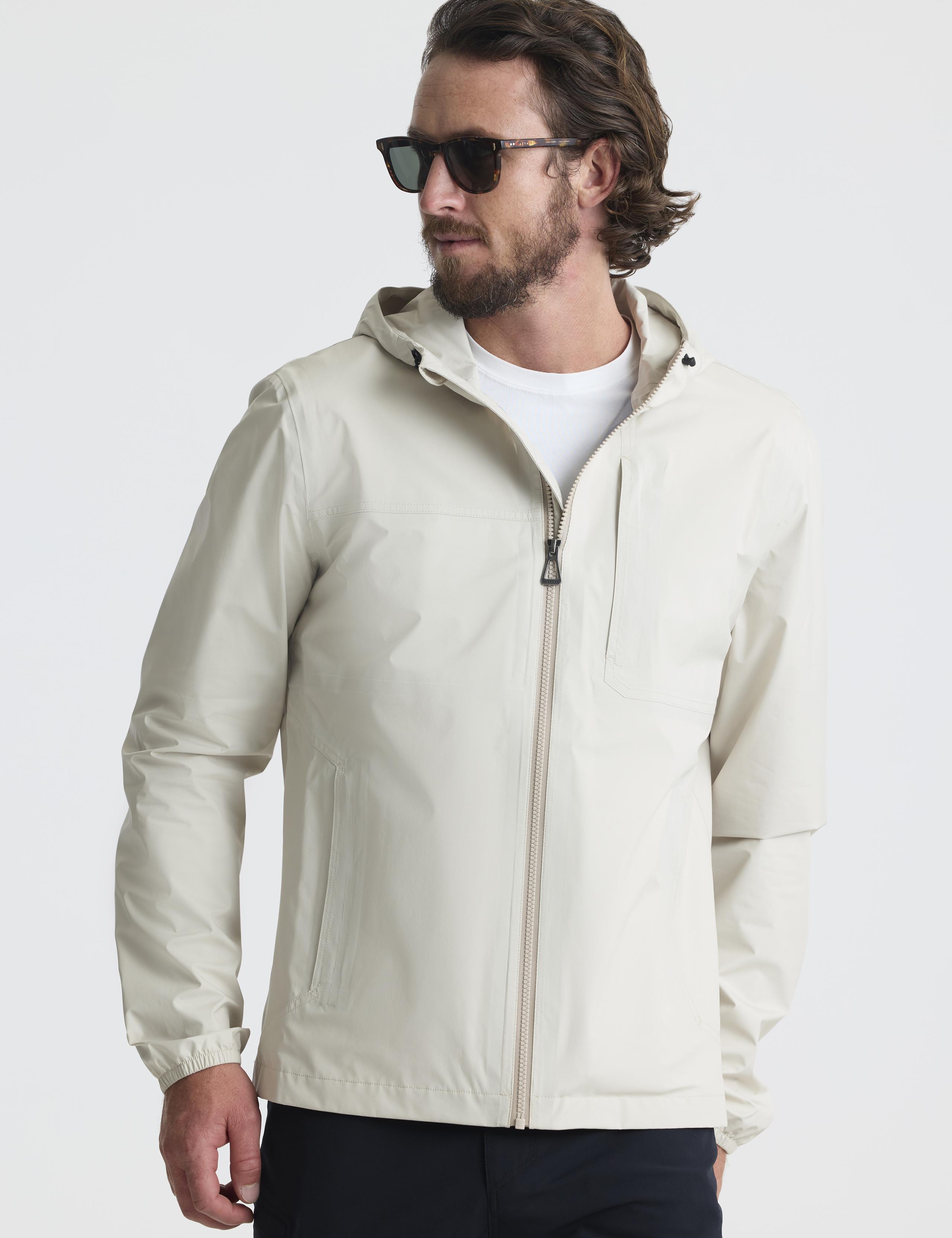 Man wearing Storm All-Weather Jacket in Bone