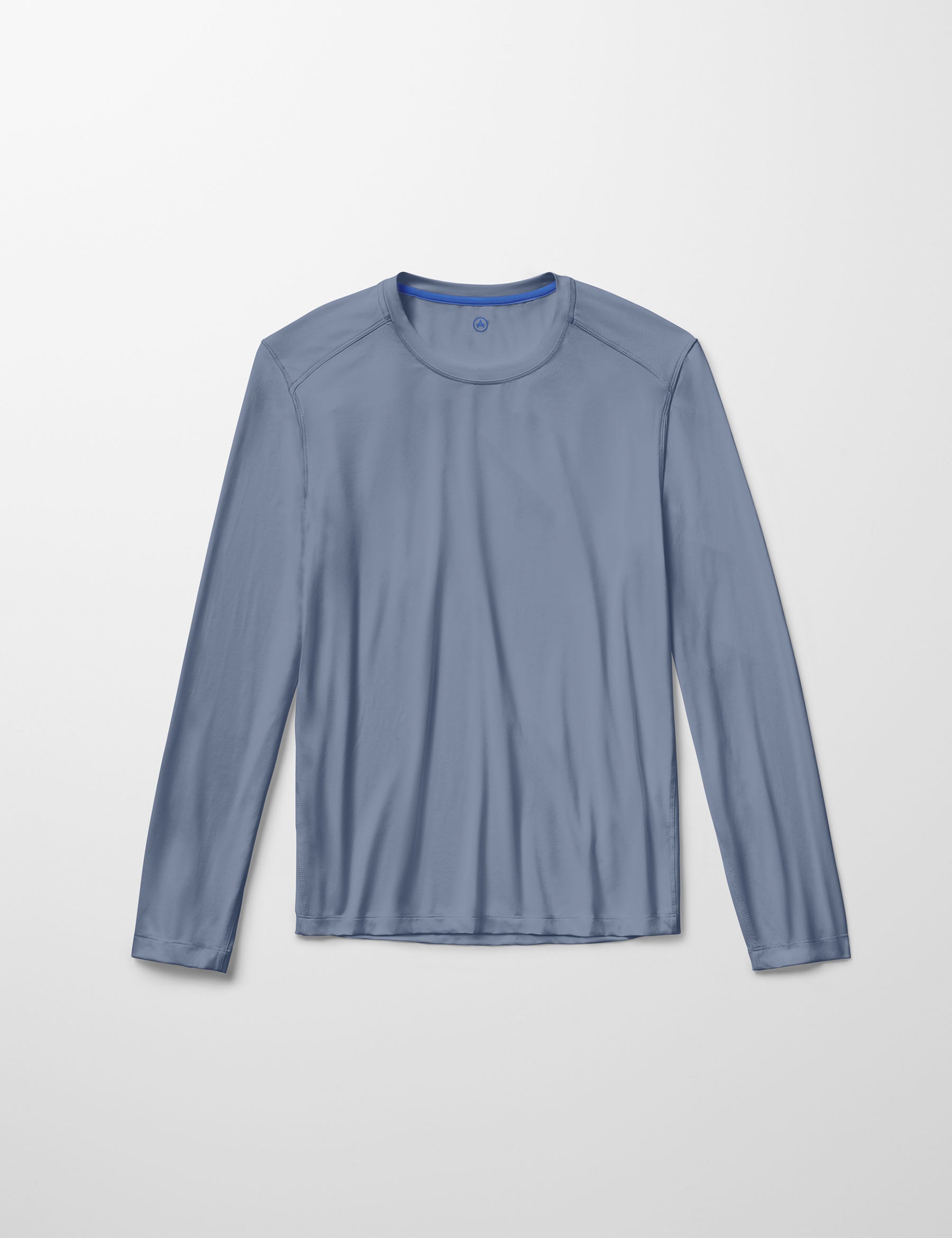 Flat lay image of Adventure Performance Long-Sleeve Tee in Portal Blue from AETHER Apparel.