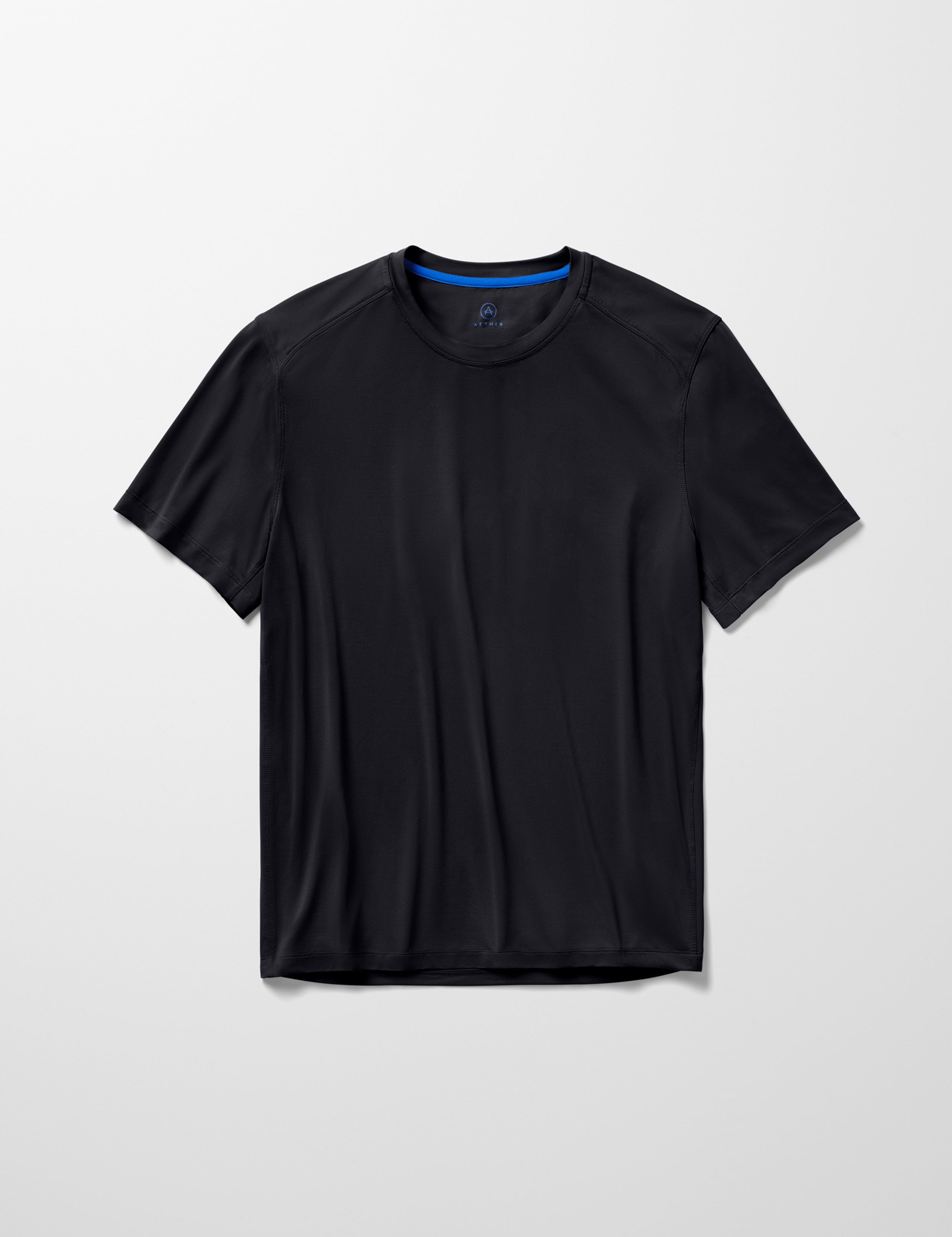 Flat lay image of Adventure Performance Short-Sleeve Tee in Onyx Black from AETHER Apparel.