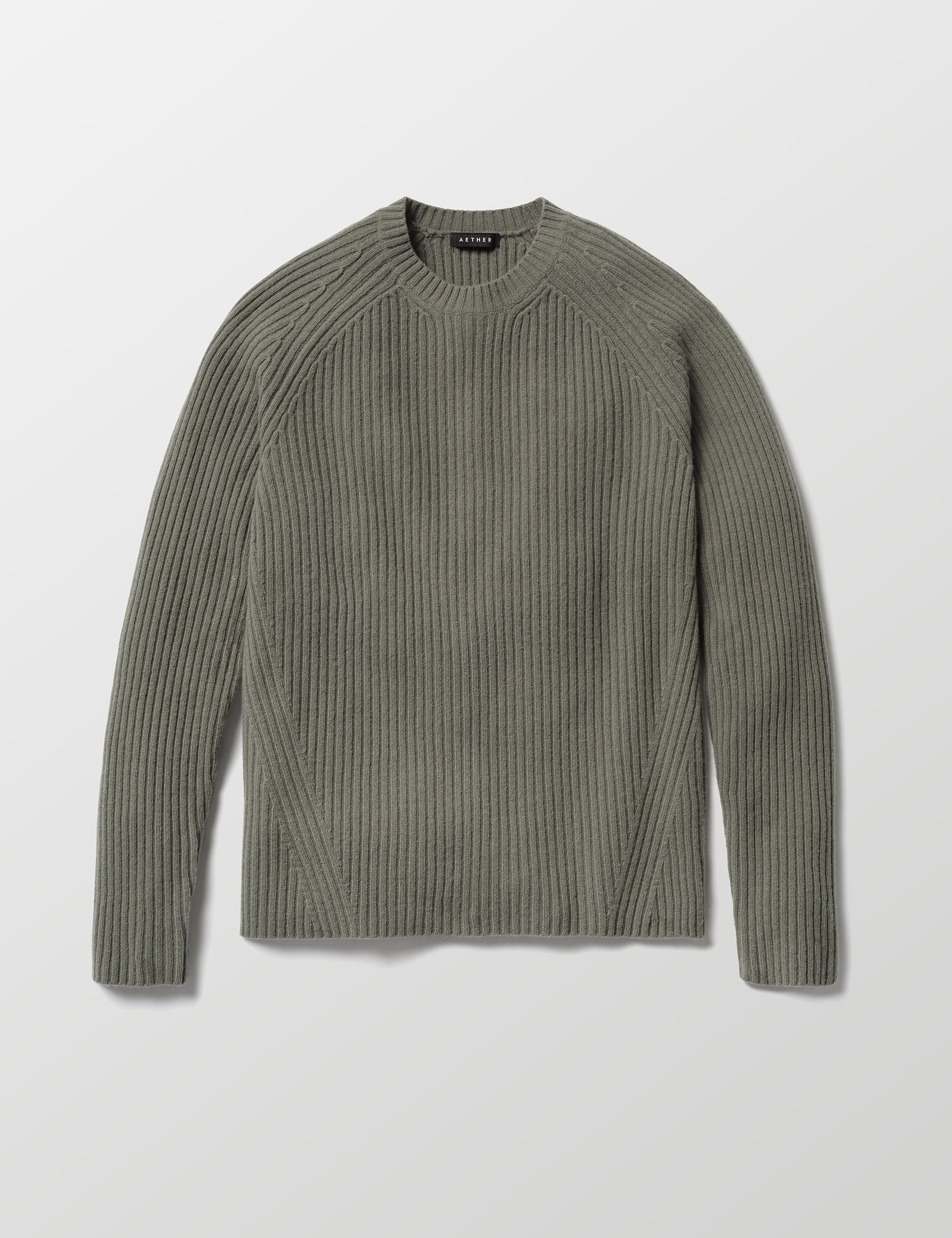 Flat lay of Lyon Sweater in Gunmetal grey from AETHER Apparel. 